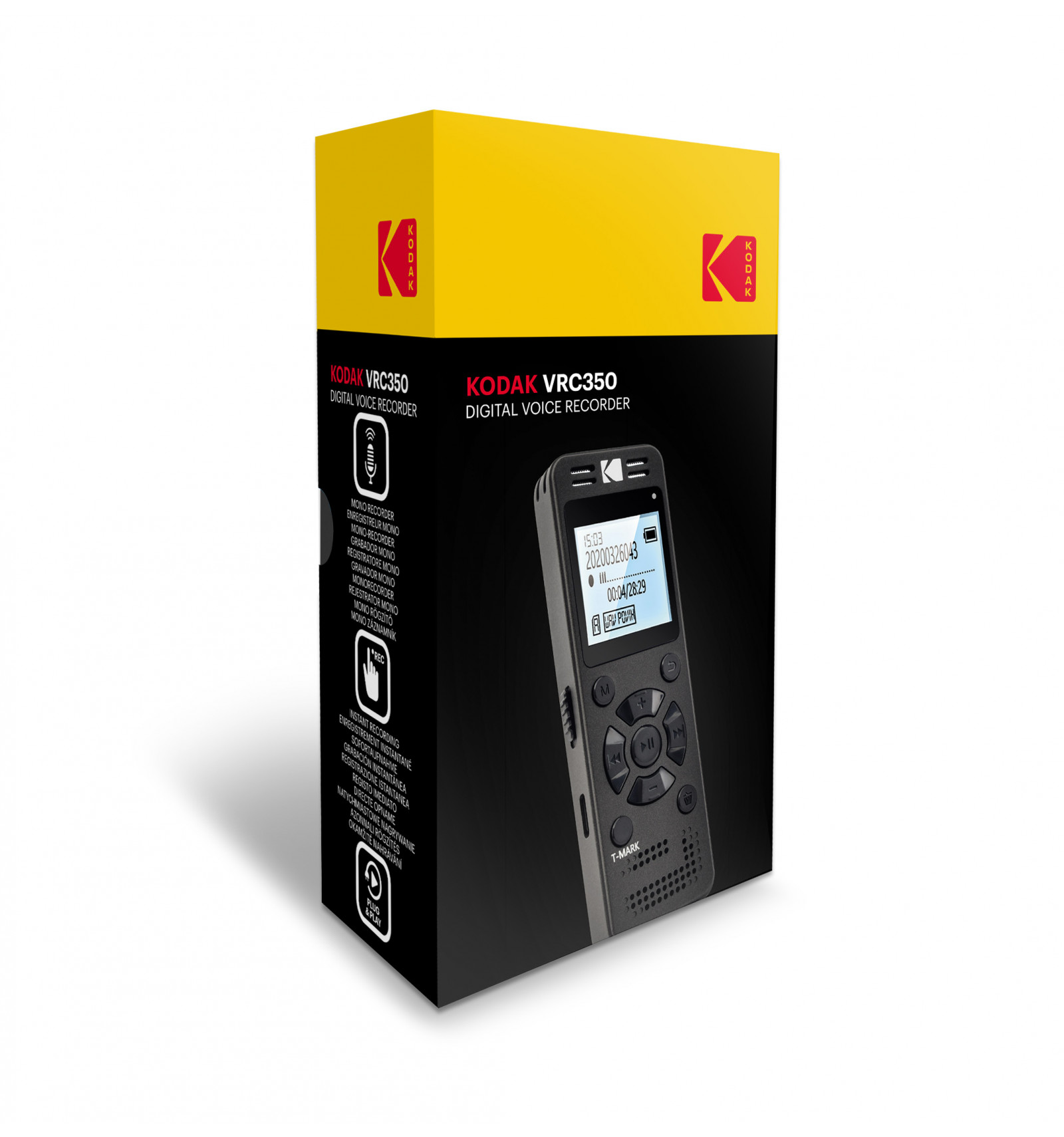 Kodak High - Intensity Vrc250 Grabadora De Voz Digital, Mini Dictáfono  Recargable Activado Por Voz Con Batería De Litio Y Mp3